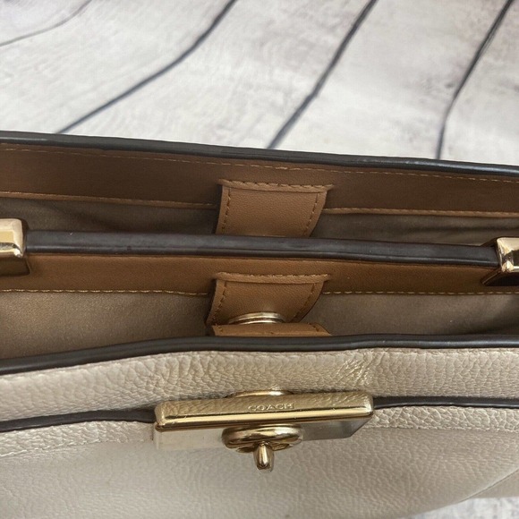 COACH Leather Mini Lane Top Handle Crossbody Colorblock Chalk C8210 - Picture 8 of 16